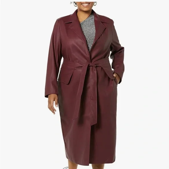 TEREA Elegant Burgundy Trench Coat NWT - Picture 1 of 9